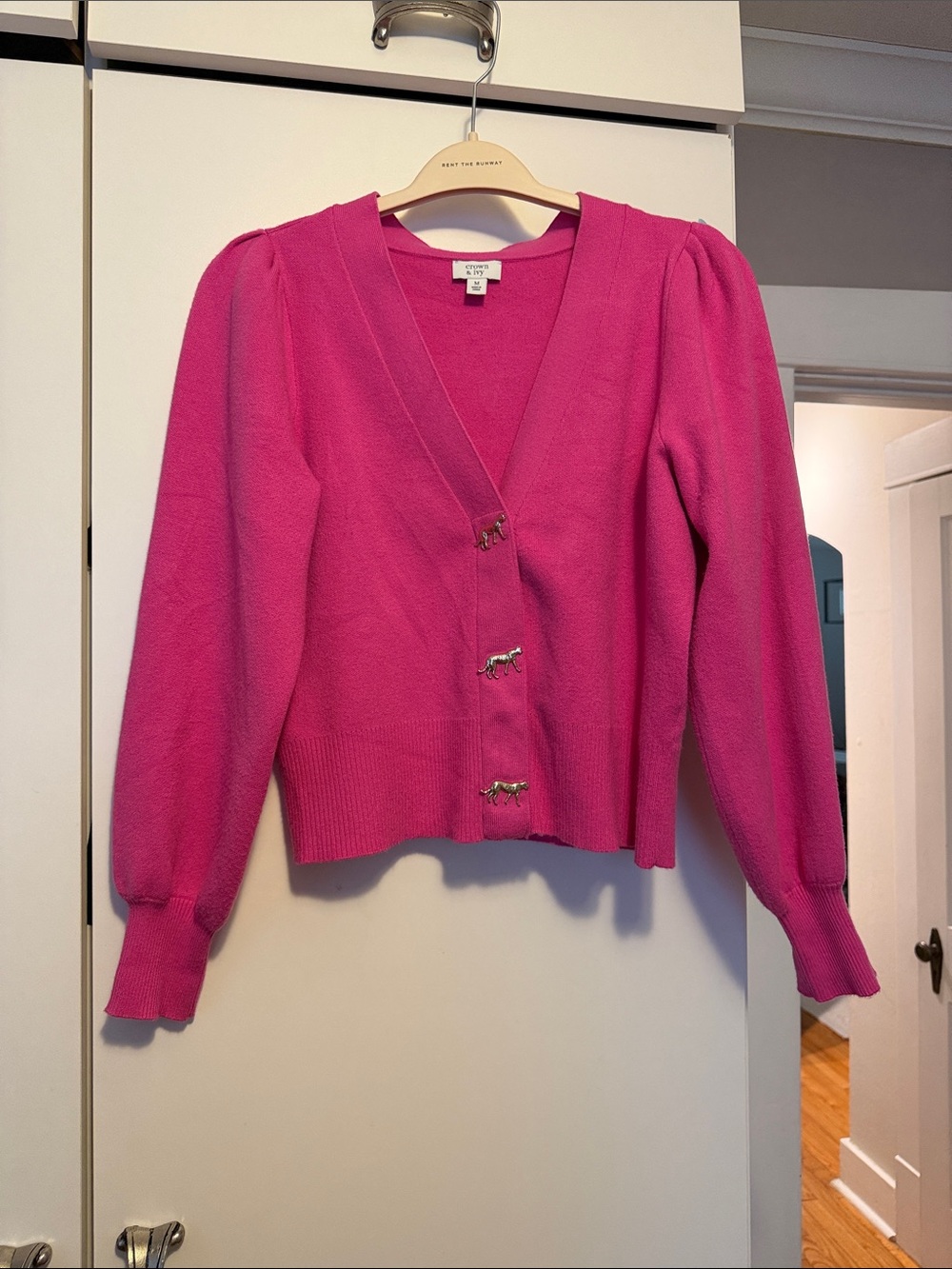 crown & ivy Hot Pink V-Neck Button Cardigan